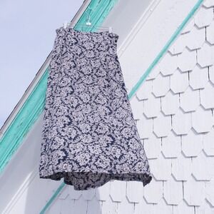 Vintage 1990s April Cornell dark blue floral midi skirt